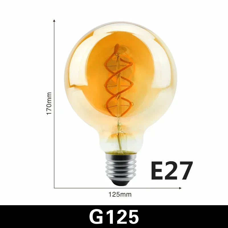 E14 E27 Spiral Light G80 G95 G125 LED Filament Bulb 220V 4W 2200K Retro Vintage Lamps Decorative Lighting Dimmable Edison Lamp by MVEnergo