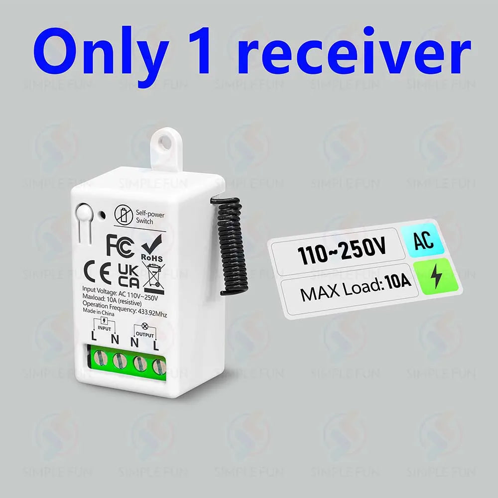 433mhz Wireless Light Switch 110V 220V 230V Self-generating Wireless Switch No Battery Required Self-Powered Waterproof Remote by MVEnergo