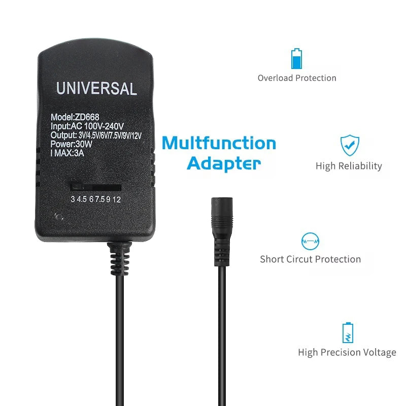 Adjustable Adapter Power Supply Charger Multi Voltage AC 220V TO DC 3V 4.5V 6V 7.5V 9V 12V EU US Converter Adapter Plug 7 30W by MVEnergo