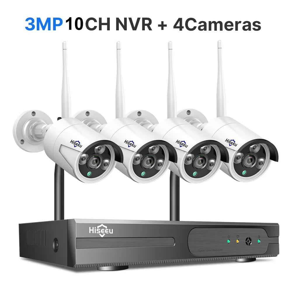 Hiseeu 3/5MP WiFi CCTV Camera Security System IR Night Vision Bullet Camera Set 10CH NVR Wireless CCTV Surveillance System by MVEnergo