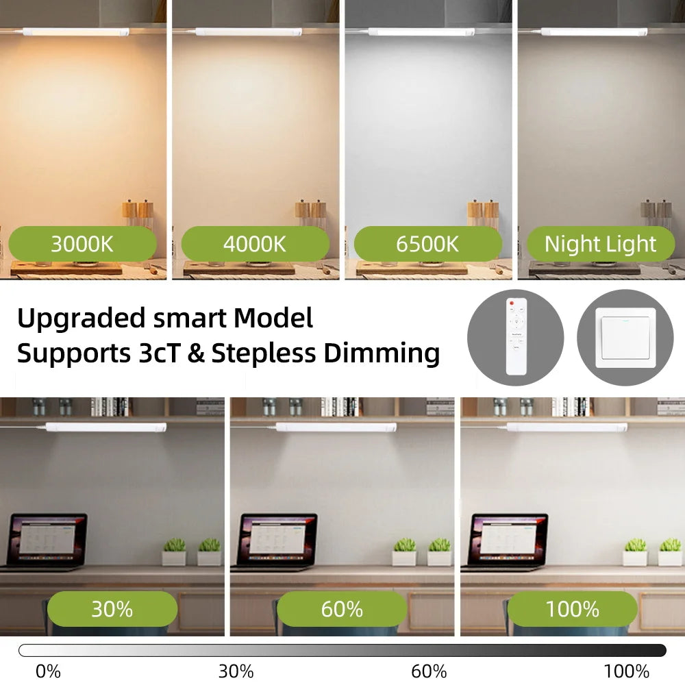 Remote Control Led Cabinet Light Dimming Light Tube Lighting for Kitchen Living Room Reading Lamps Led Wall Closet 50CM Lamp by MVEnergo