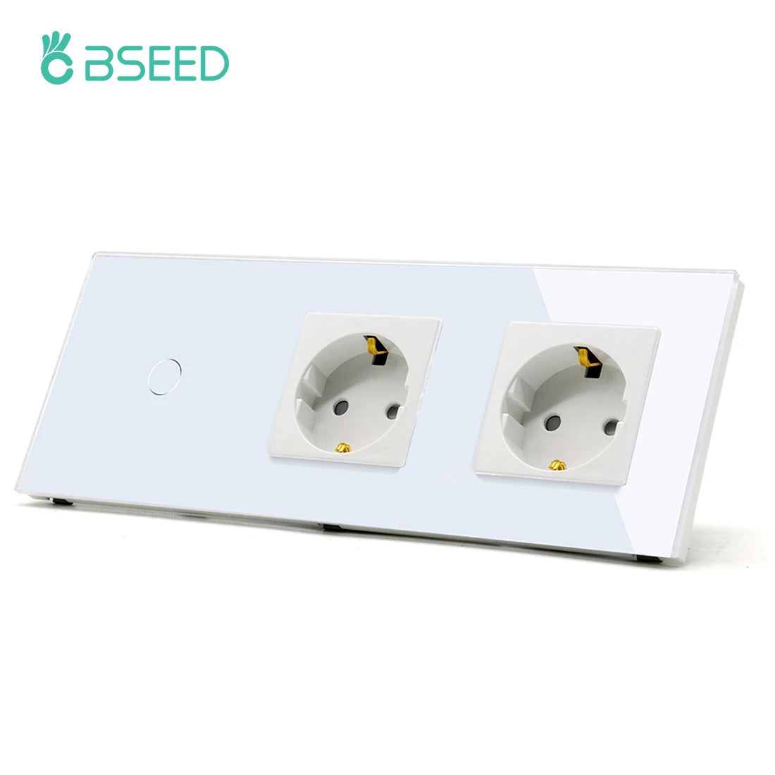 BSEED 1/2/3Gang Touch Light Switch 1Way Simple Sensor Switch Type-c USB Sockets EU Standard Glass Panel Blue Backlight 10A White by MVEnergo