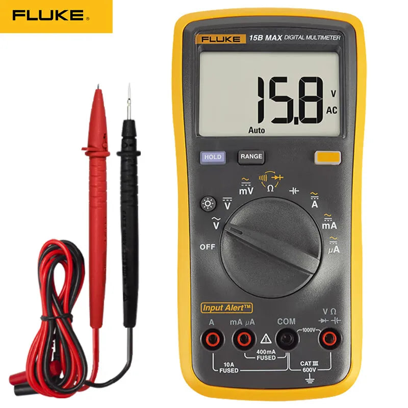 Fluke 15B MAX 17B MAX Series Digital Multimeter Audible/Visual Alarm AC/DC Voltage Current Capacitance Ohm Temperature Tester by MVEnergo