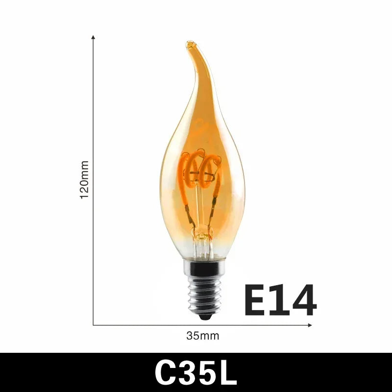 E14 E27 Spiral Light G80 G95 G125 LED Filament Bulb 220V 4W 2200K Retro Vintage Lamps Decorative Lighting Dimmable Edison Lamp by MVEnergo