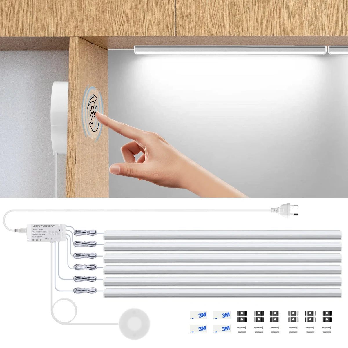 Motion Touch Sensor LED Lights Wireless Light Penetrable Wood Aluminum Bar Light Cabinet Wardrobe Lamp Backlight For Kitchen by MVEnergo