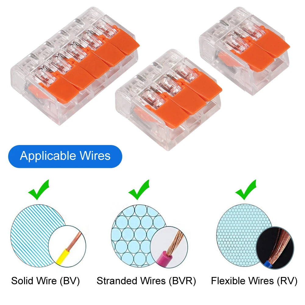 30PCS Lever Wire Connectors Kit 2/3/4/5 Port Electrical Quick Connect Push-in Compact Splicing Electrical Connectors for Wiring