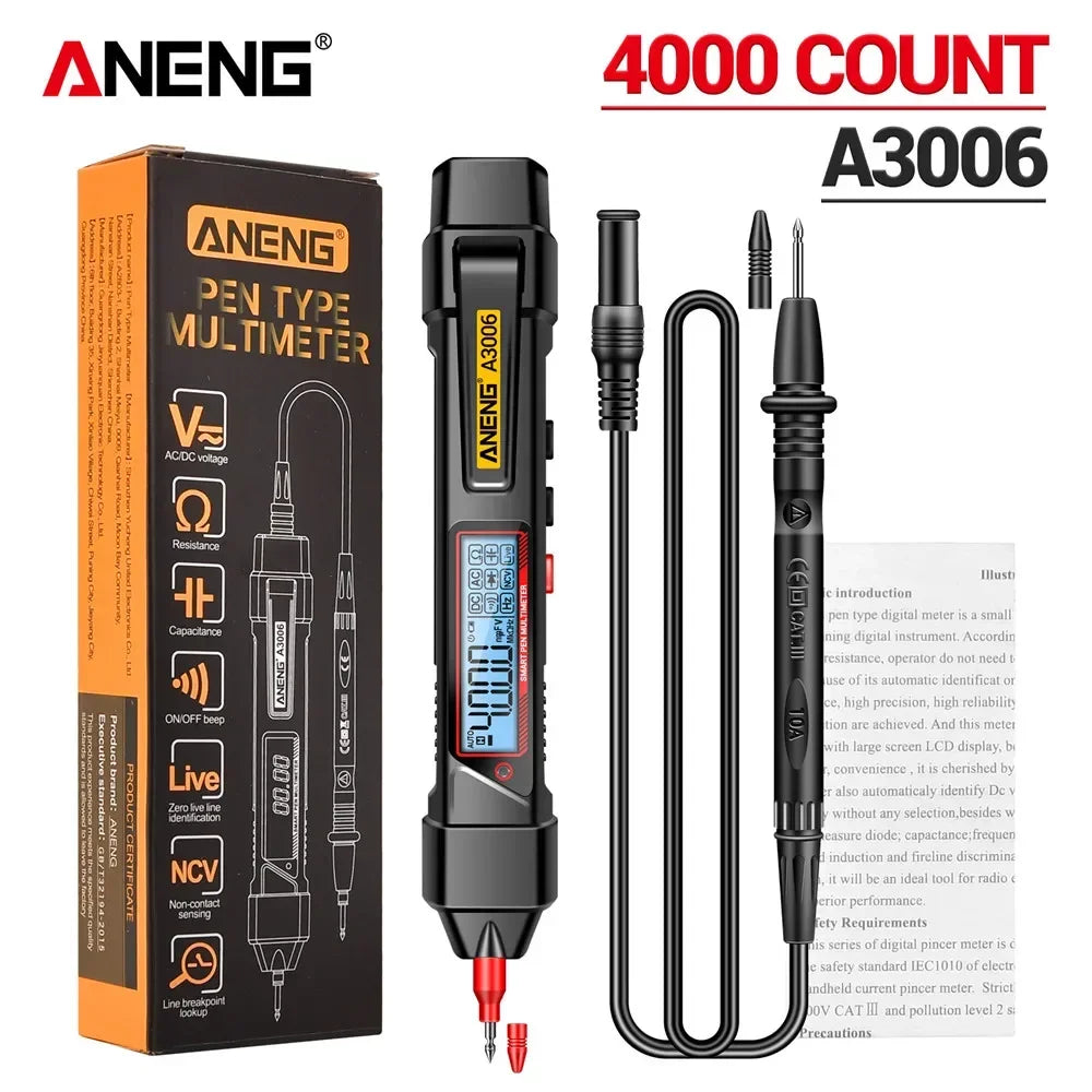 ANENG A3006 Mini Pen Type Multimeter Digital Professional 4000 Counts AC/DC Voltage Ohm Diode Capacitance Hz meter Tool by MVEnergo