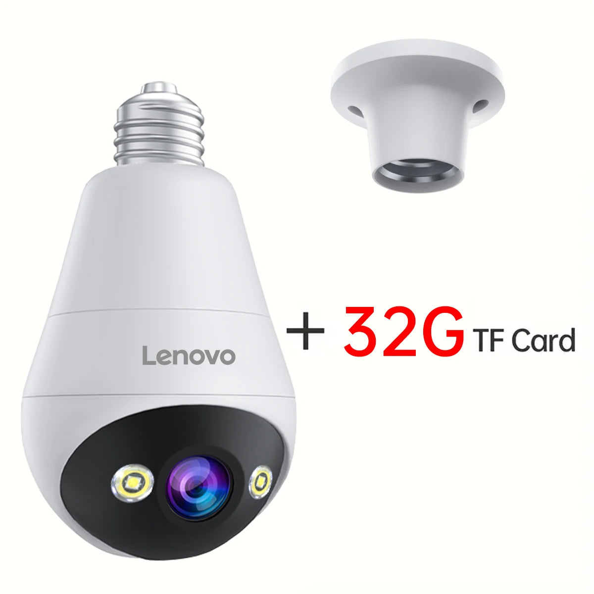 Lenovo 3MP WIFI E27 Bulb Security Camera Full Color Night Vision Two-Way Voice Intercom Smart Home Wireless Camera by MVEnergo