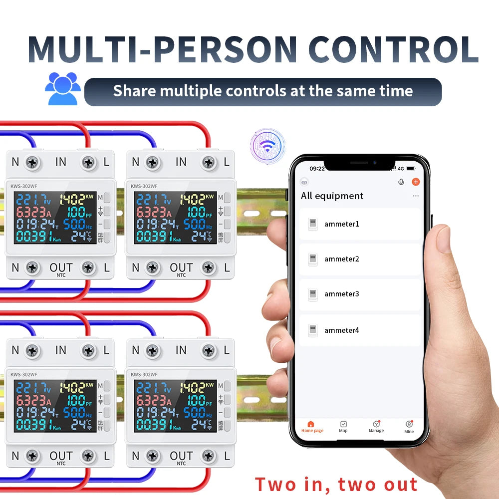 Tuya WiFi Smart Power Meter Earth Leakage Protector Switch Wattmeter Current Voltage Monitor Relay Circuit Breaker Energy Meter