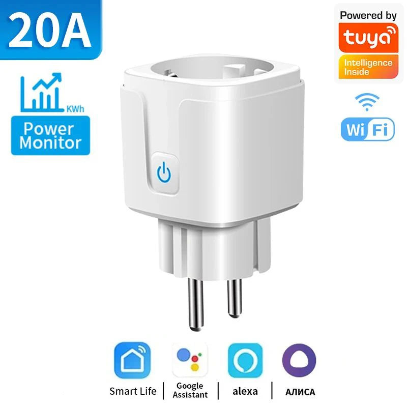 TNCE Tuya WiFi/Zigbee Smart Plug 16A/20A EU Smart Socket With Power Monitoring Timing Function Work With Alexa GoogleHome by MVEnergo
