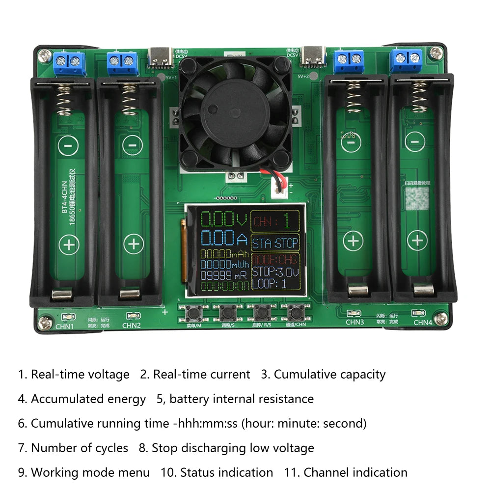 18650 Lithium Battery Capacity Tester Module MAh MWh Digital Battery Power Detector Module 18650 Battery Tester Type-C