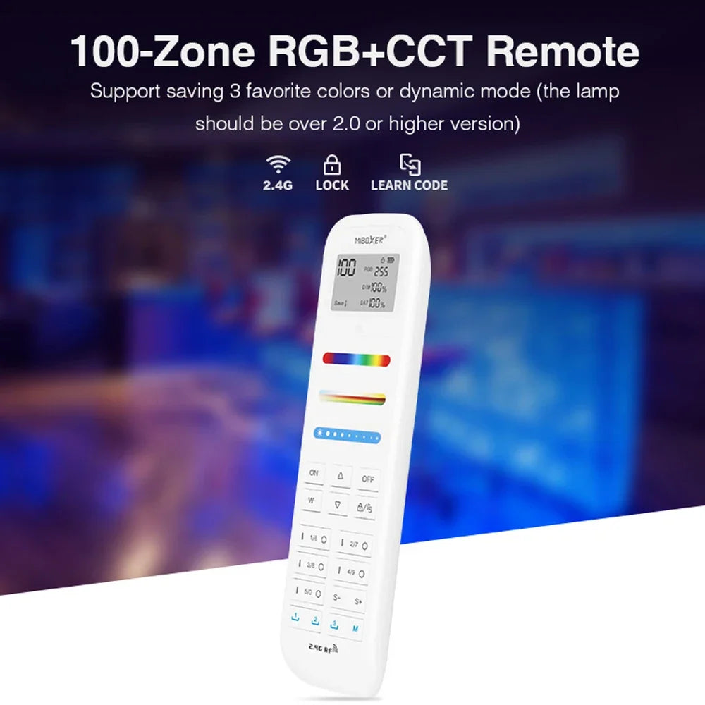 MiBoxer 2.4G Wireless RGBCCT LED Panel Remote FUT100 FUT092 FUT092B B3 T3 B4 T4 B0 B8 S2W+ C5 Y3 FUT088 FUT089 FUT089B FUT089S
