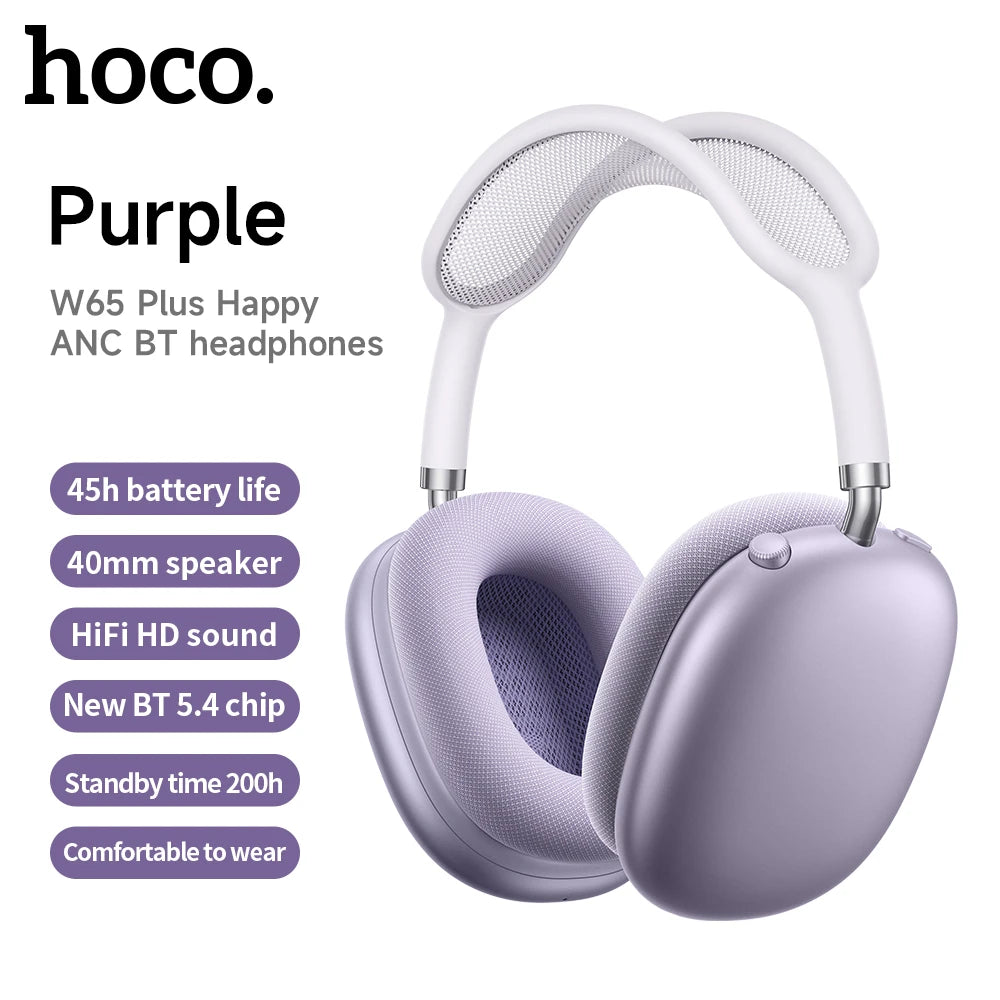 HOCO W65 Plus AirPods Max ANC Noise Reduction Bluetoothe Headphone Over Ear Big Earphones Hifi Headsets With Magnetic Earmuffs by MVEnergo