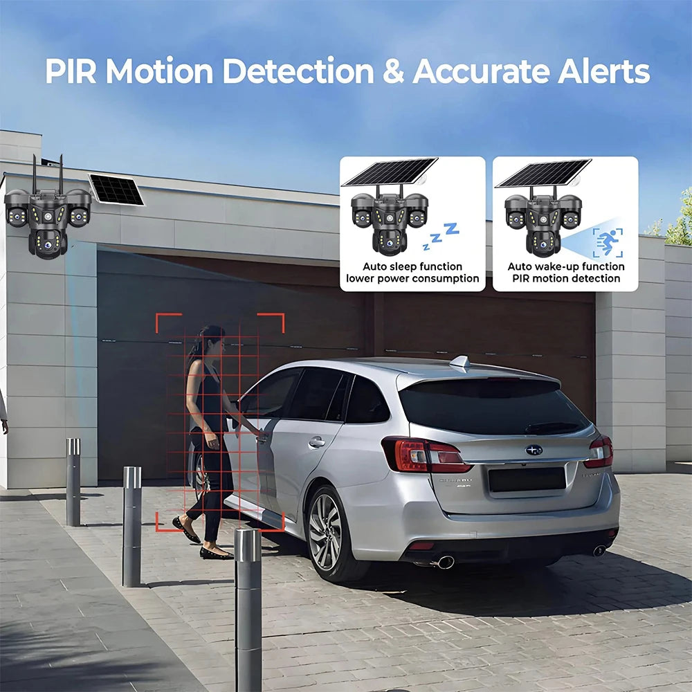 15MP 10X Zoom Triple Lens 4G Solar Camera Outdoor Triple Screen CCTV PIR Motion Detection Security Surveillance V380 Pro Camera by MVEnergo