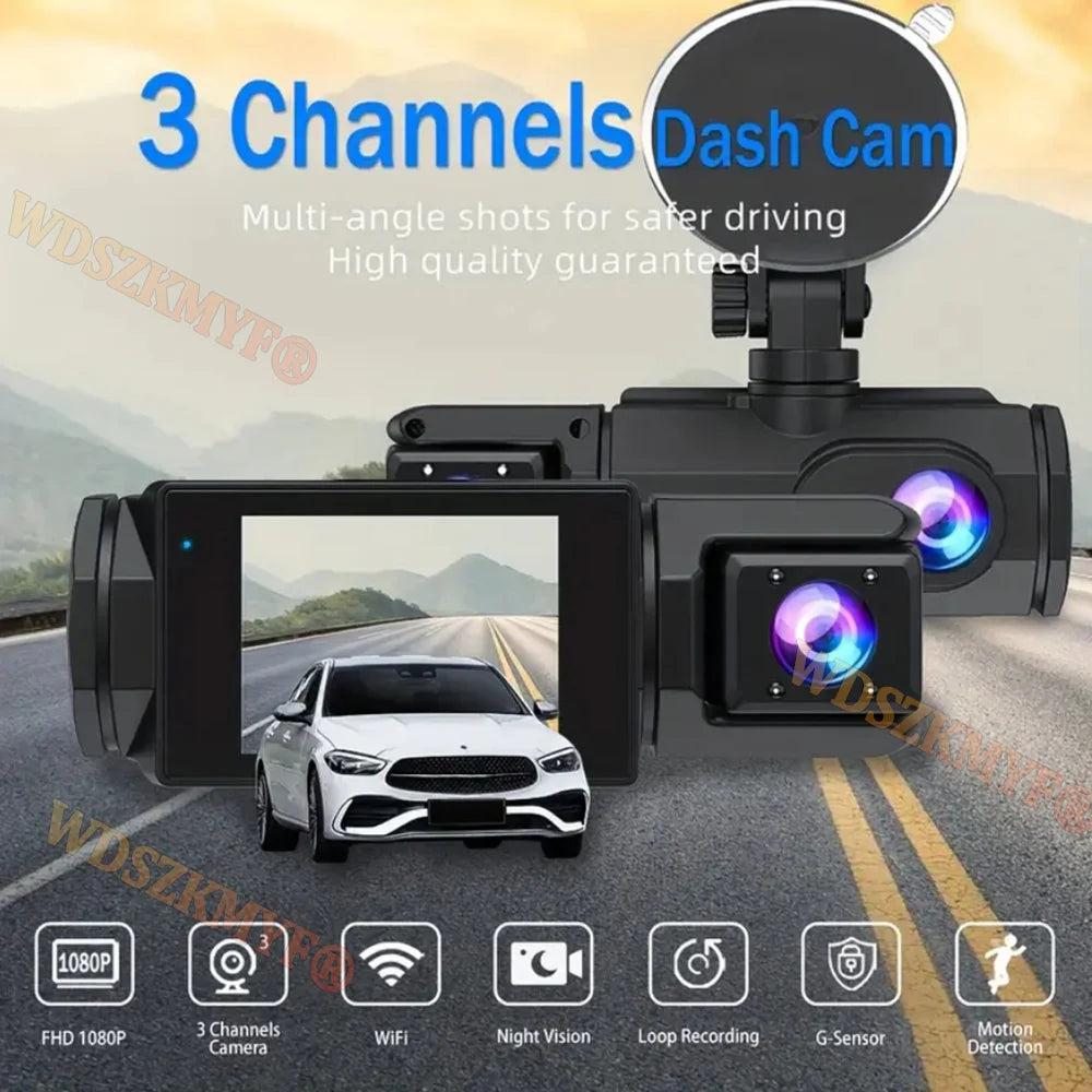 WIFI Dash Cam for Car 2/3 Channel Front Rear Camera 1080P Video Recorder Dashcam Black Box Car DVR OptionalRear View Camera by MVEnergo