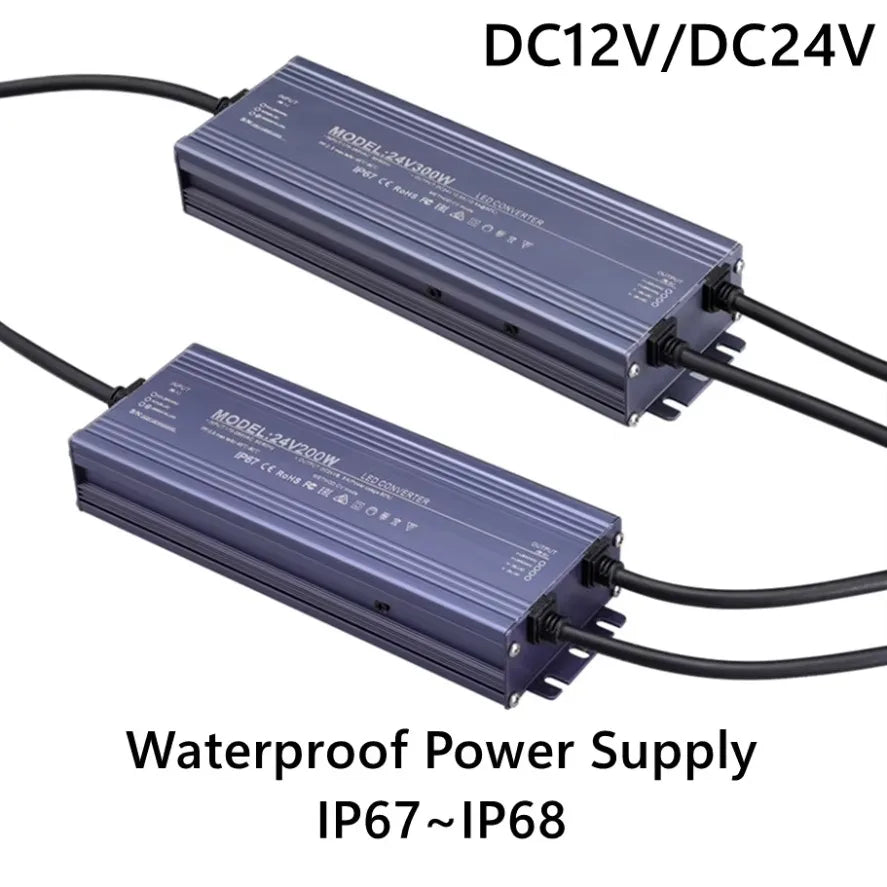 Lighting Transformer Waterproof Power Supply IP67 IP68 AC220V To DC 12V 24V LED Driver 100W 200W 300W 400W 500W Outdoor Adapter by MVEnergo