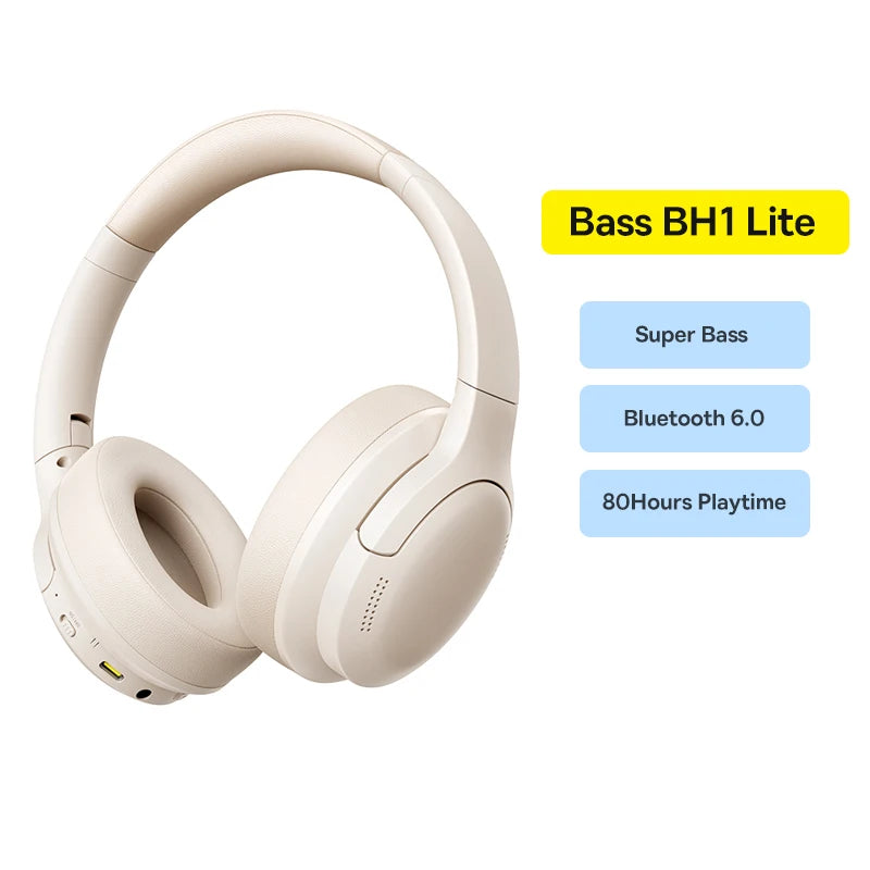 Baseus Wireless Headphones Bluetooth 5.3 HIFI Level Earphone 40mm Driver Foldable Over Ear Headsets 70H Playtime Spatial Audio by MVEnergo