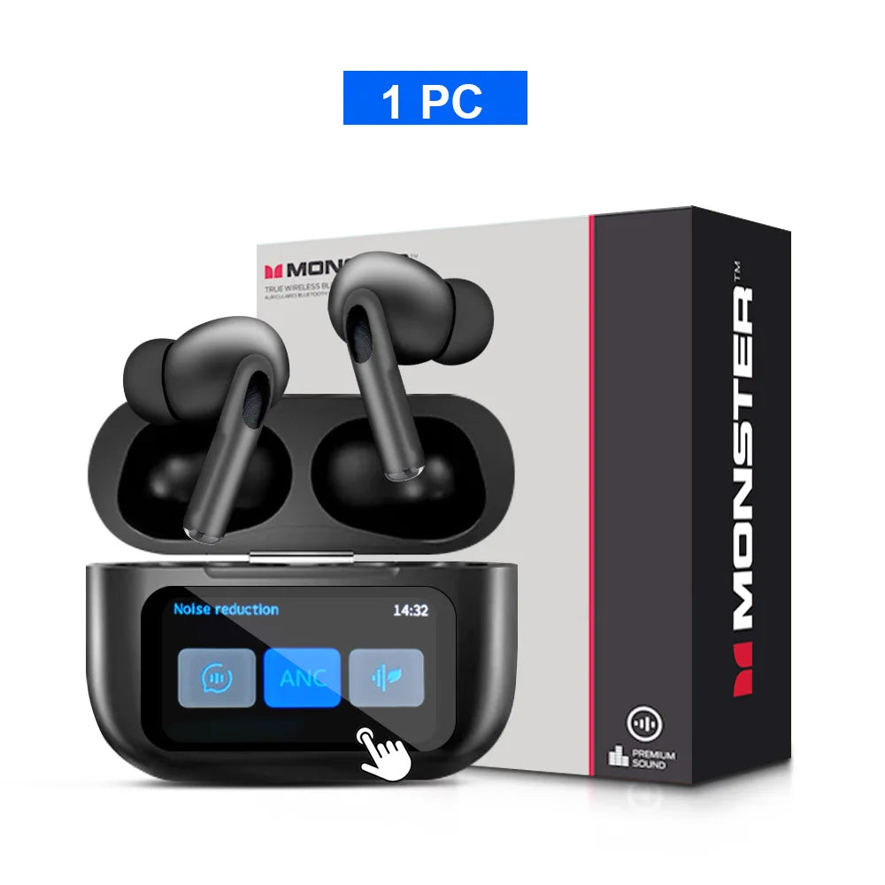 MONSTER Tws Wireless Bluetooth Earphones HD Stereo Sound Earbuds Headphones Charging Box LCD Touch Display Sports In-Ear Headset by MVEnergo