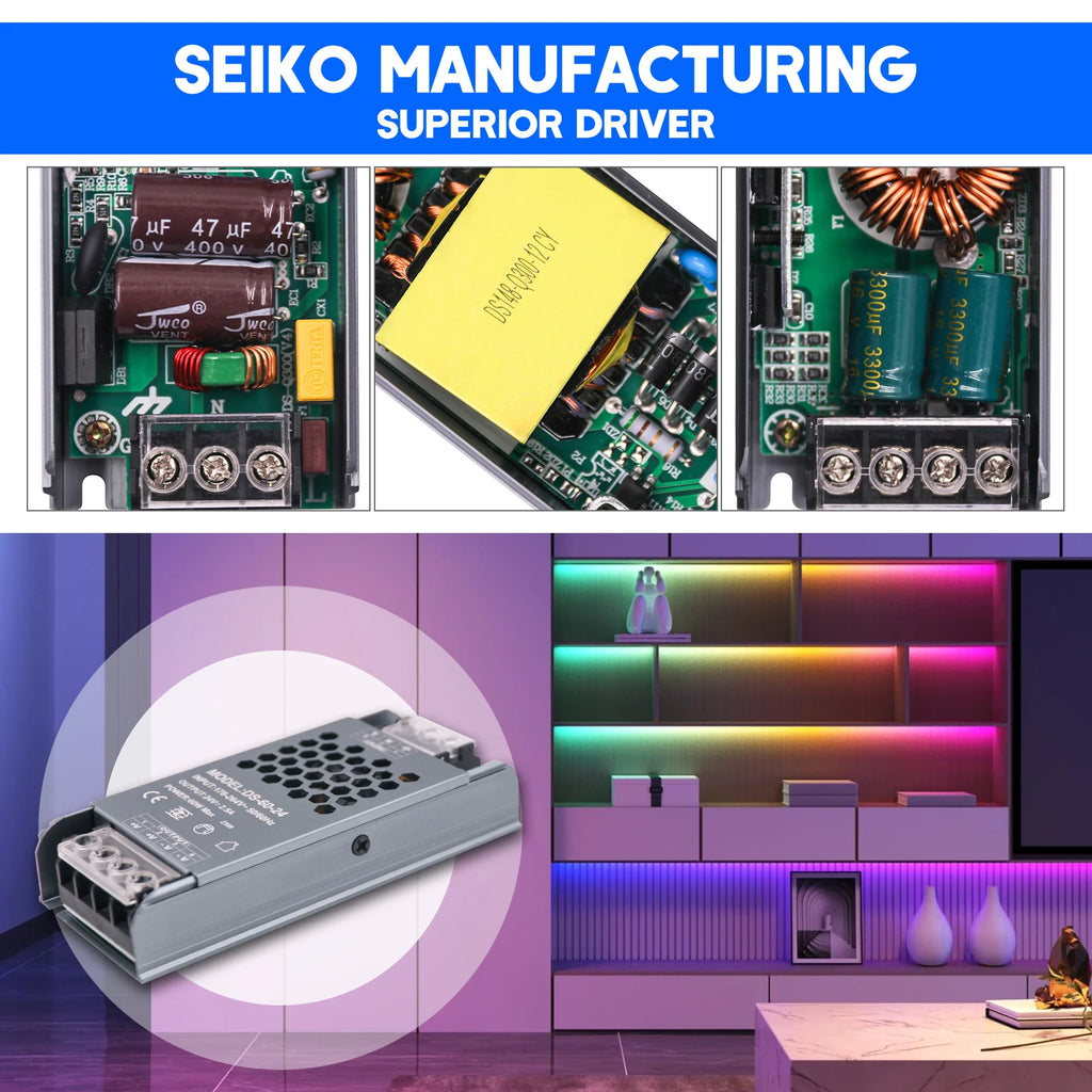 12V 24V Power Supply for LED Strip AC176-264V Ultra Thin Lighting Transformers 60W 100W 200W 300W 400W LED Driver Power Adapter