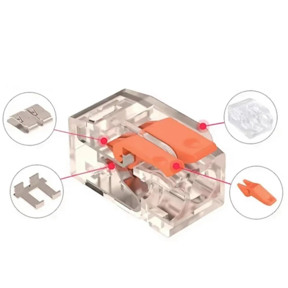 20/90pcs Box Electrical Lever Wire Connectors 2 Port 3 Port 5 Port Electric Cable Clamp Mini Quick Wire Terminal Connector