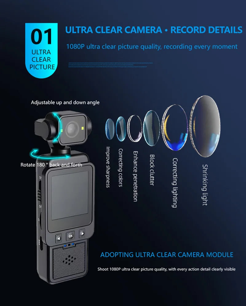 Xiaomi Handheld 1080p 180 ° Rotating Mini Portable Anti-shake Camera Wearable Night Vision Wifi Sports Camera Cycling Recorder by MVEnergo
