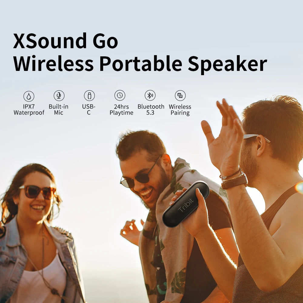 Tribit XSound Go Portable Bluetooth Speaker IPX7 Waterproof Better Bass 24-Hour Playtime For Party Camping Speakers Type-C AUX by MVEnergo