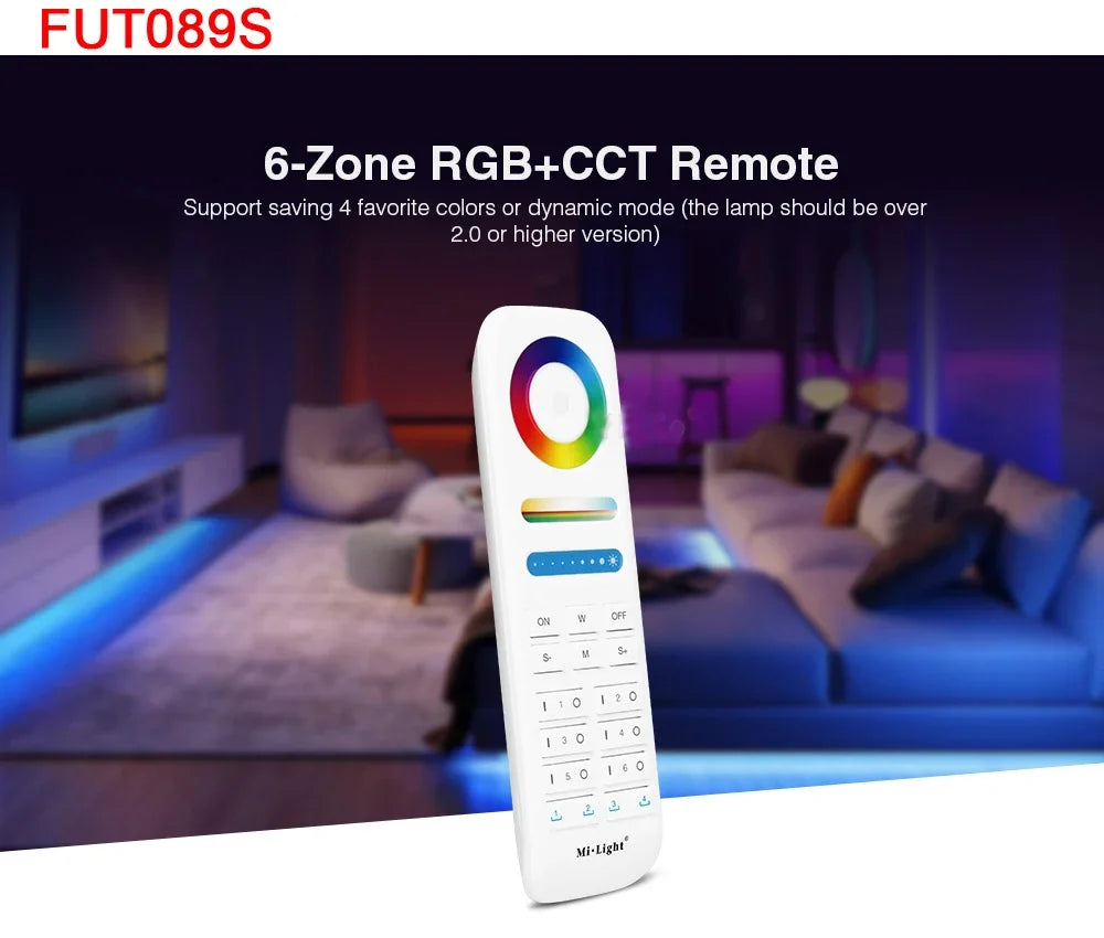 MiBoxer 2.4G Wireless RGBCCT LED Panel Remote FUT100 FUT092 FUT092B B3 T3 B4 T4 B0 B8 S2W+ C5 Y3 FUT088 FUT089 FUT089B FUT089S