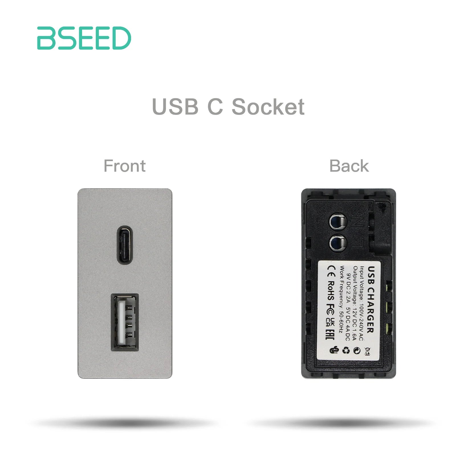 BSEED 65W PD Fast Charge Module Quick Charge Socket Part 1/2 USB Type-C 20W Wall Phone Charger Plug Support BSEED Frames by MVEnergo