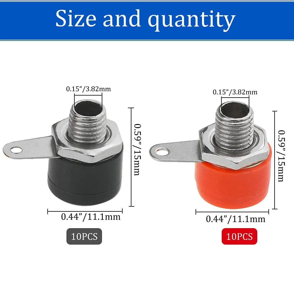 Binding Posts Terminals 4mm Banana Plug Socket Red and Black Gold Plated 4mm Female and Male Banana Plugs Banana Socket Terminal by MVEnergo