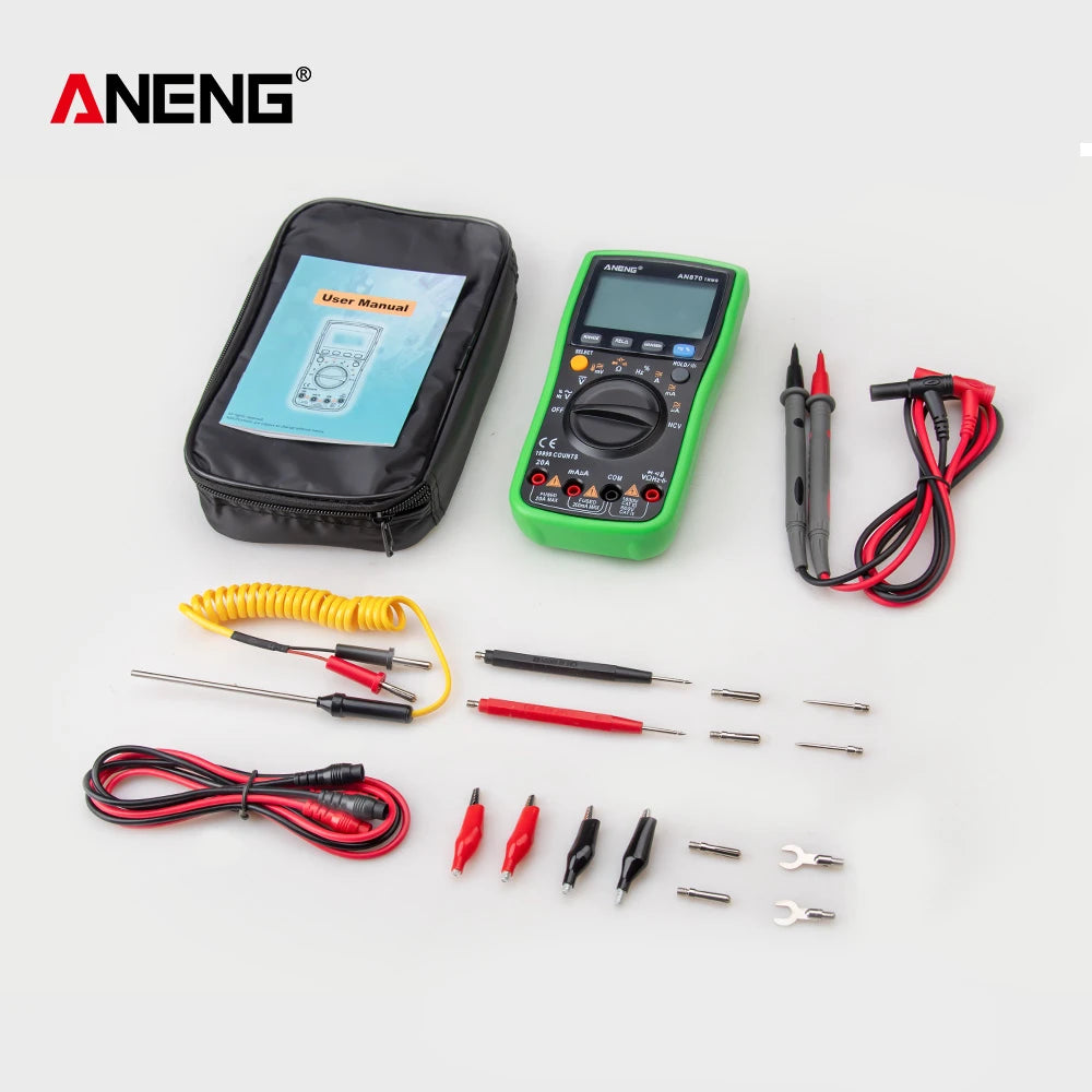 ANENG AN870 Profesional Digital Multimeter 19999 Counts True Rms AC/DC Voltage Current NCV Transistor Accurate Auto Range Tester by MVEnergo