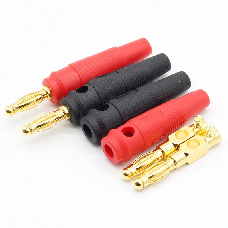 4pcs New 4mm Plugs pure copper Gold Plated Musical Speaker Cable Wire Pin Banana Plug Connectors by MVEnergo