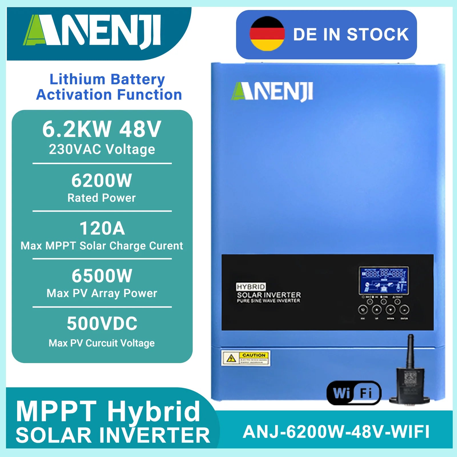 11KW 6.2KW 4KW 2KW Hybrid Solar Inverter 48V 24V With 60A 100A 160A MPPT Charge Controller 220V  with WIFI Support BMS