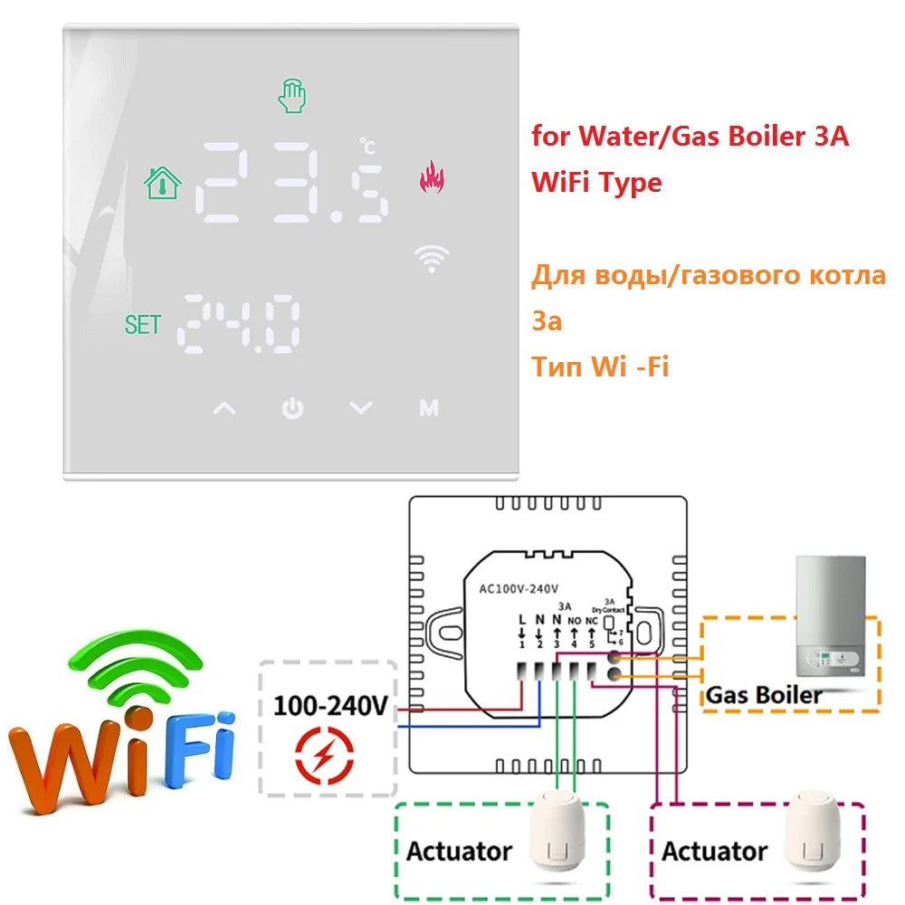 Smart Temperature Remote Controller M3H Tuya WiFi Thermostat 3A 16A LCD Display Touch Screen for Water/Electric Floor/Gas Boiler