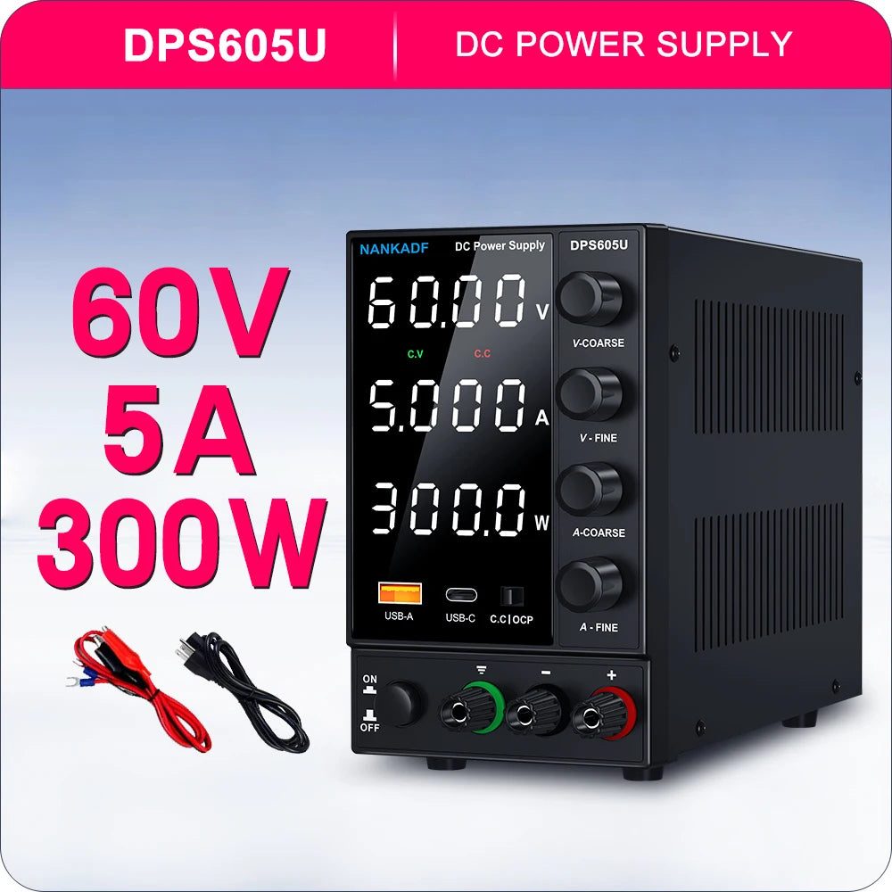 NANKADF Adjustable Switching DC Power Supply 30V 10A Lab Bench Power Supply 60V 5A Output Preset Current USB Fast Charge Display by MVEnergo