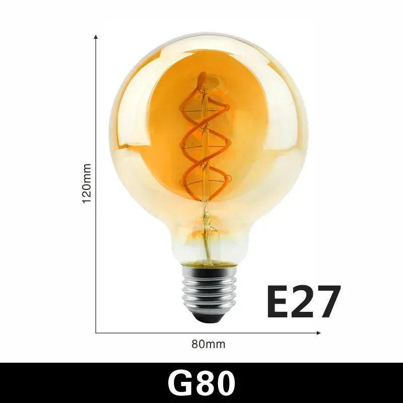 E14 E27 Spiral Light G80 G95 G125 LED Filament Bulb 220V 4W 2200K Retro Vintage Lamps Decorative Lighting Dimmable Edison Lamp by MVEnergo