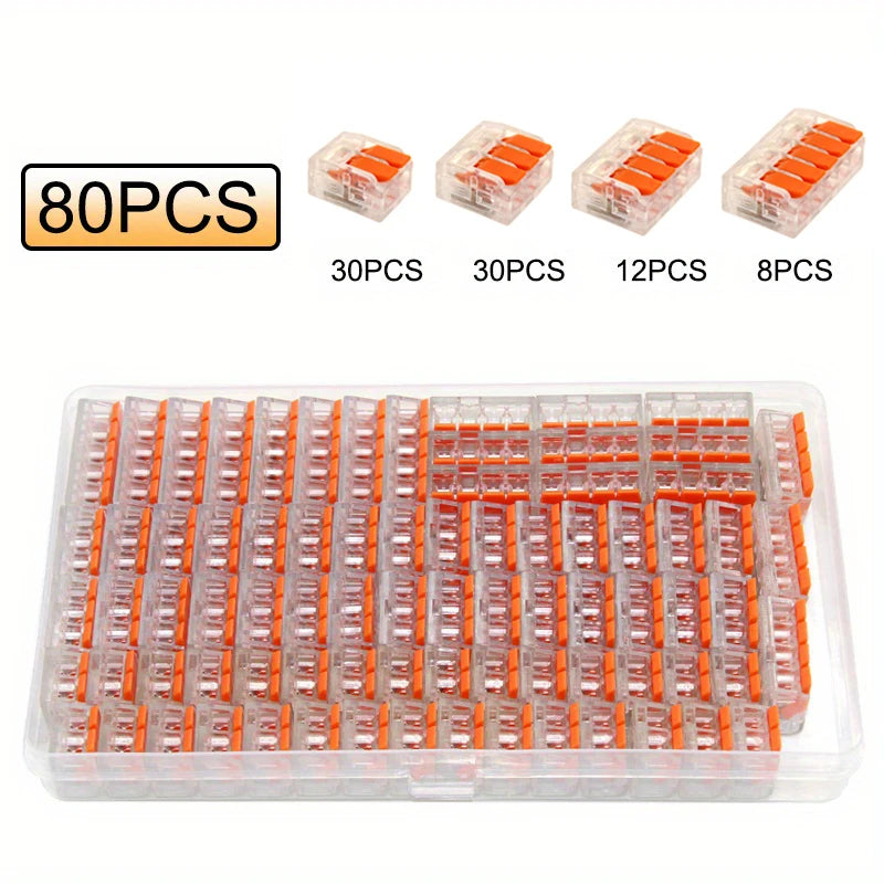 20/90pcs Box Electrical Lever Wire Connectors 2 Port 3 Port 5 Port Electric Cable Clamp Mini Quick Wire Terminal Connector