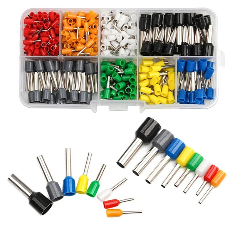 400 Pcs Durable Wire Connect Insulated Connector Crimp Terminator Cold Pressed Insulated Termina E0508 7508 1008 1510 2512 4012