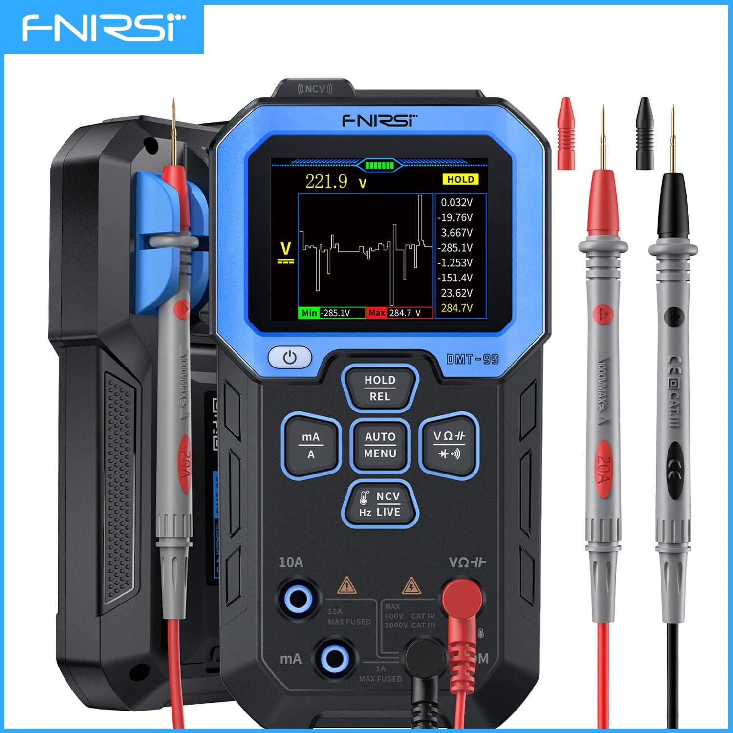 FNIRSI DMT-99 Digital Multimeter 9999 Counts Smart Professional Tester 1000V 10A True RMS Auto Range AC DC Ohm Hz Capacitance by MVEnergo