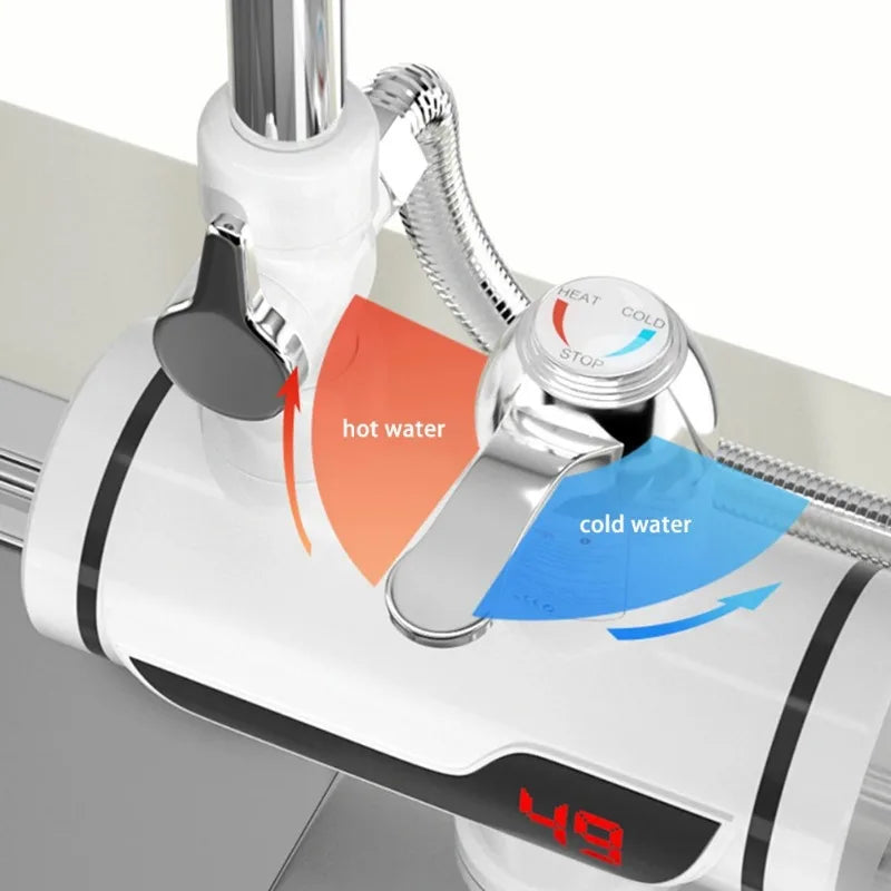 3000W EU Plug Instant Electric Water Heater Shower Digital Display 220V Kitchen Bathroom Tankless Hot Water Faucet Heater by MVEnergo