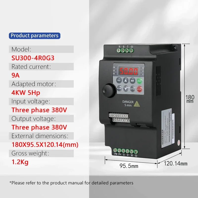 220V 380V 0.75/1.5/2.2/4/5.5KW for Variable Frequency Drive 3 Phase Speed Controller Inverter Motor VFD Inverter by MVEnergo