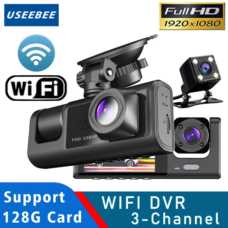 3 Camera WIFI Dash Cam Cabin Car Dvr 1080P Interior Vehicle Three Way Channel Dvrs Recorder Video Registrator Dashcam Camcorder by MVEnergo