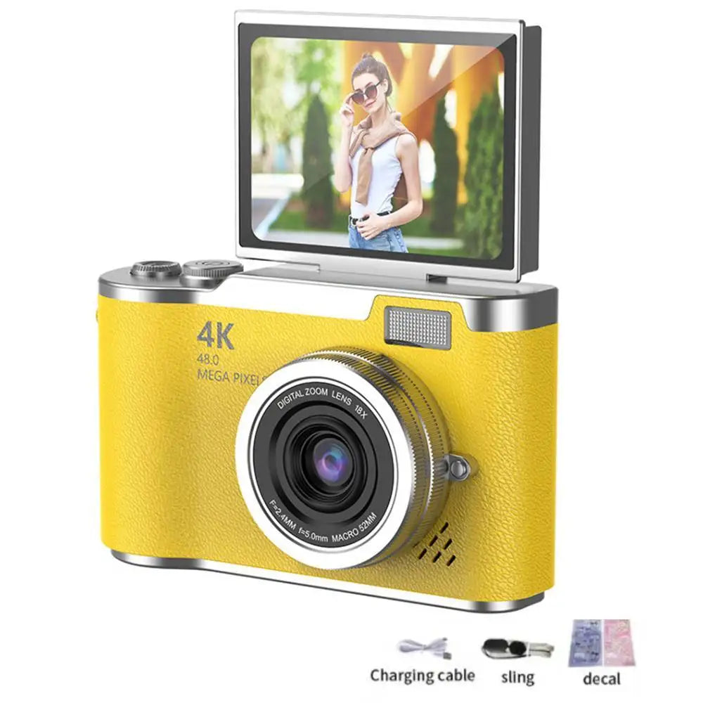 4K Digital Camera CCD 180° Flip Screen Selfie Camera 8X Digital Zoom 48MP Portable Digital Photography Camera with 32G Card by MVEnergo