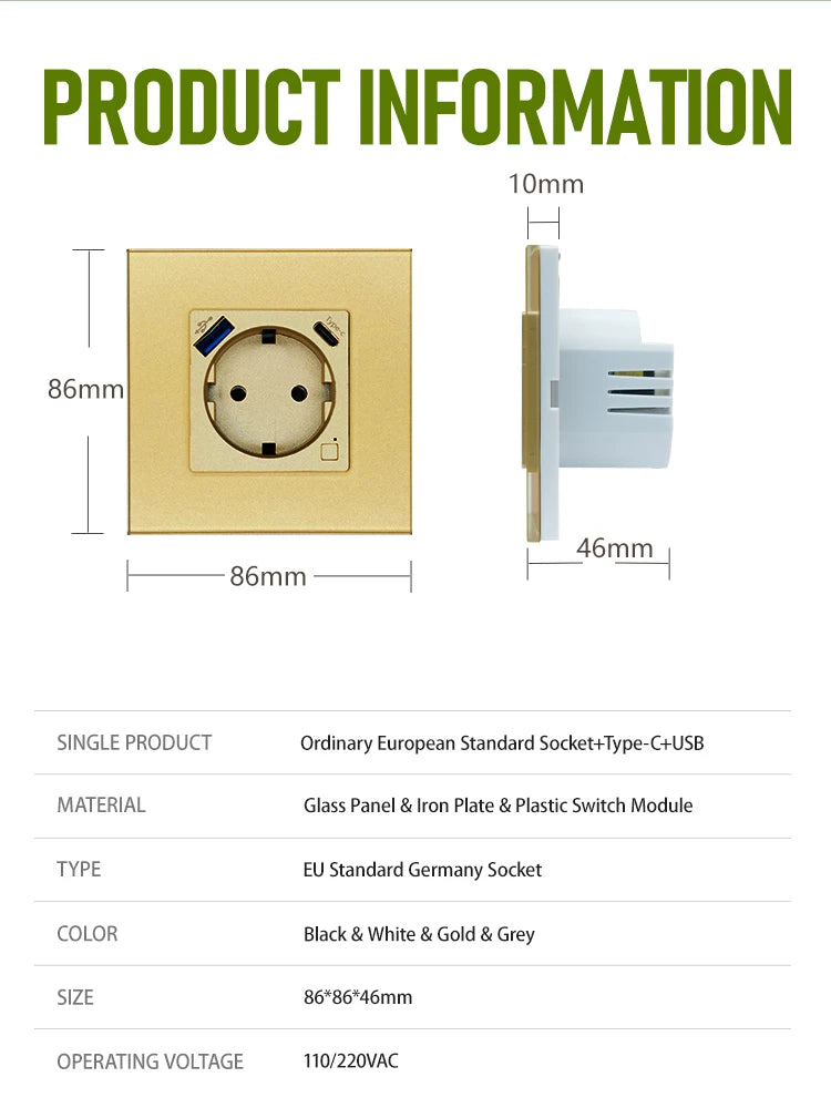 Wifi Smart Sockets Type-c USB Fast Charging Timing Function EU Socket Work With Tuya  Alice Alexa 220V Wall Socket