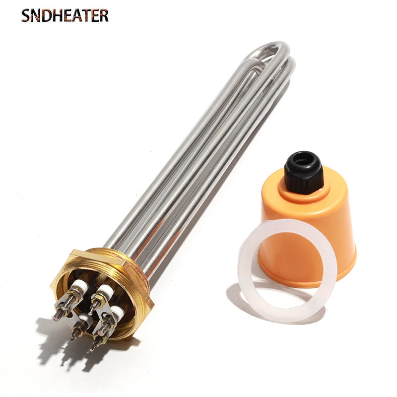 SNDHEATER Electric Water Heater DN32 DN40 DN50 Immersion Heating Element SUS304 220V Tubular Booster 3KW 4.5KW 6KW 9KW 380V 12KW
