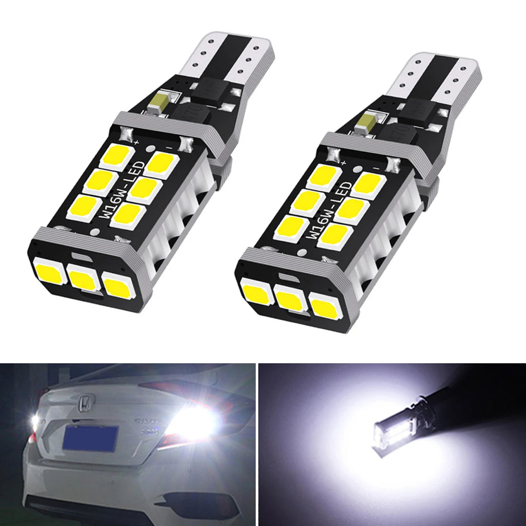 2x T15 W16W LED Super Bright 15SMD 2835 921 912 LED Canbus No ERROR Car Backup Stop Reserve Lights Bulb Brake Lamp red White by MVEnergo