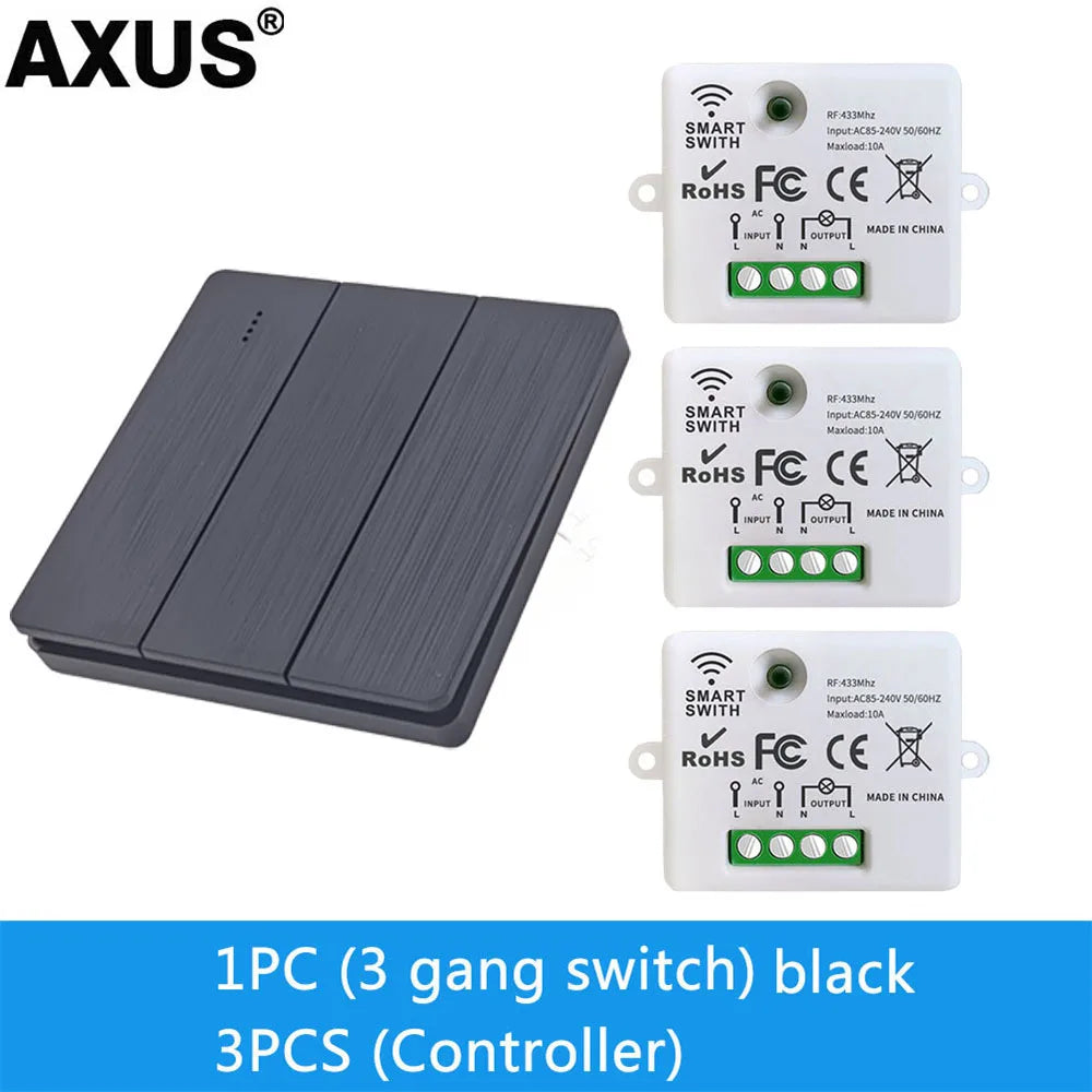 1 2 3 Channel Button 86 Type Wall Panel RF 433Mhz Remote Controller for RF433 Smart Switch RF433 for Home Led Light Lamp Fan