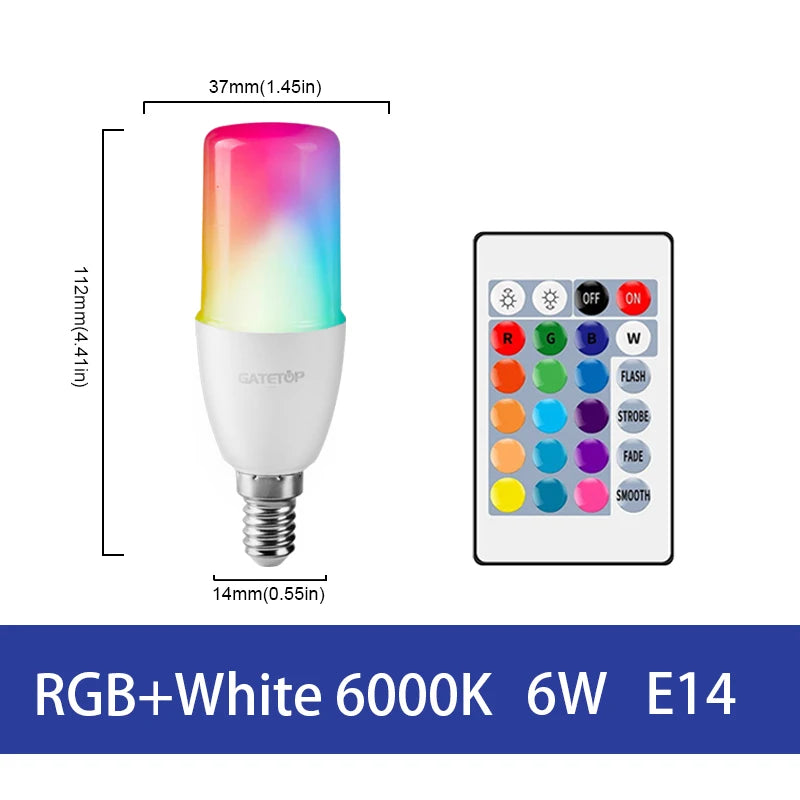 LED RGB Lamp Spotlight Bulb AC220-240V Bombillas LED E27 E14 GU10 B22 6W 10W IR Remote Control Led Smart RGBW Lamp Home Decor by MVEnergo