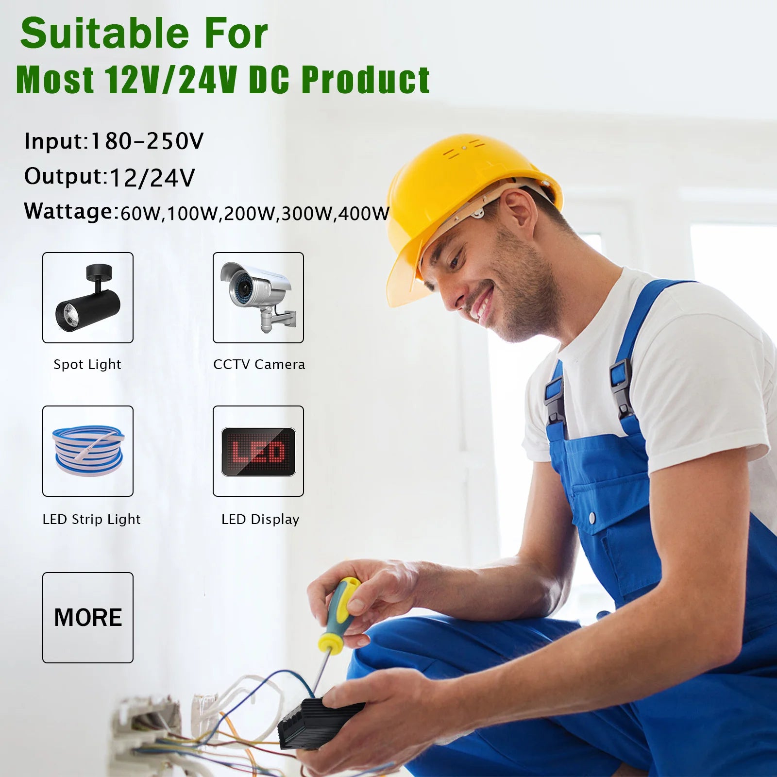 12V 24V Power Supply for LED Strip AC176-264V Ultra Thin Lighting Transformers 60W 100W 200W 300W 400W LED Driver Power Adapter