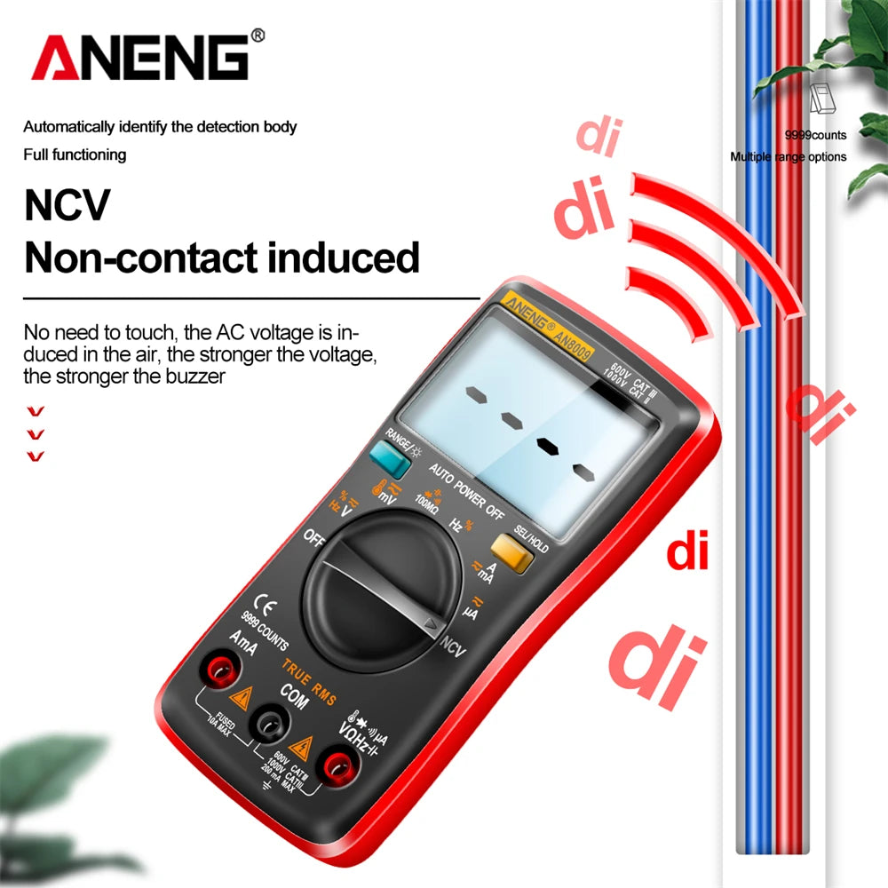 ANENG AN8009 Digital Multimeter Transistor Testers Capacitor True-RMS Tester Automotive Electrical Capacitance Meter Temp Diode by MVEnergo