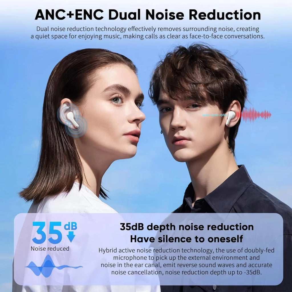 In Ear Earphones Wireless Earbuds Touch Control LCD Screen Earphone with ENC Noise Cancell Super Bass Premium Sound Long Battery by MVEnergo